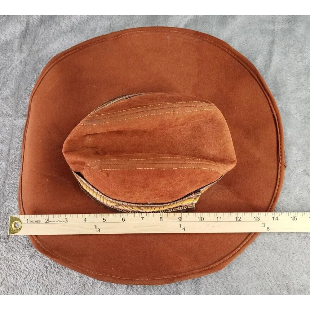Unisex Western Hat Medium Burnt Orange Vintage Distressed Rancher Retro Band USA